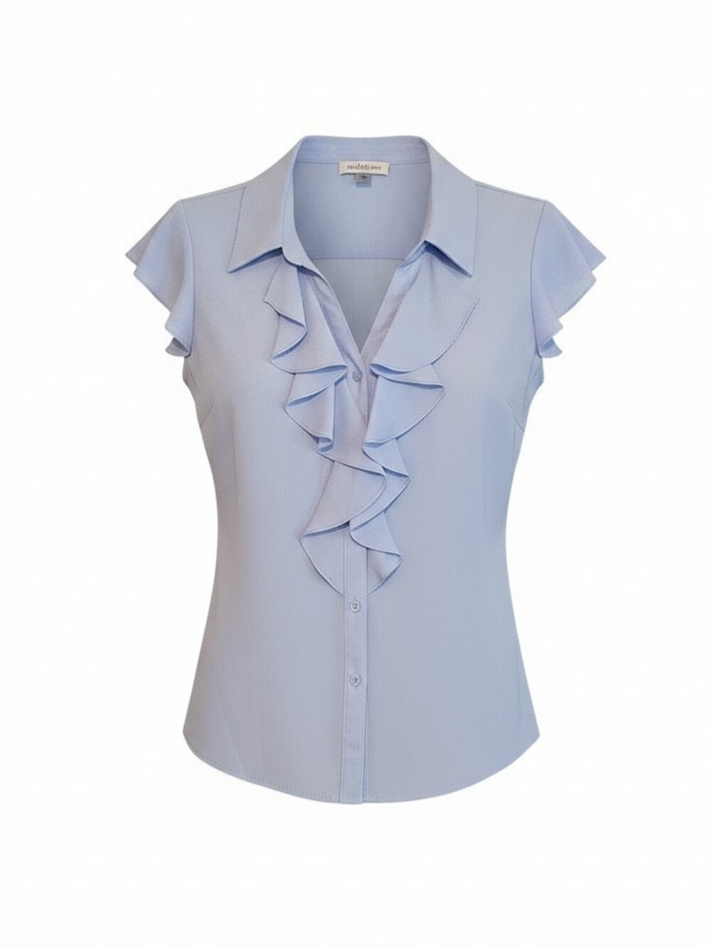 Set Of 2 Calvin Klien Ruffle Cap Sleeve Blouse - Light Blue / Blush Size L - Picture 3 of 3